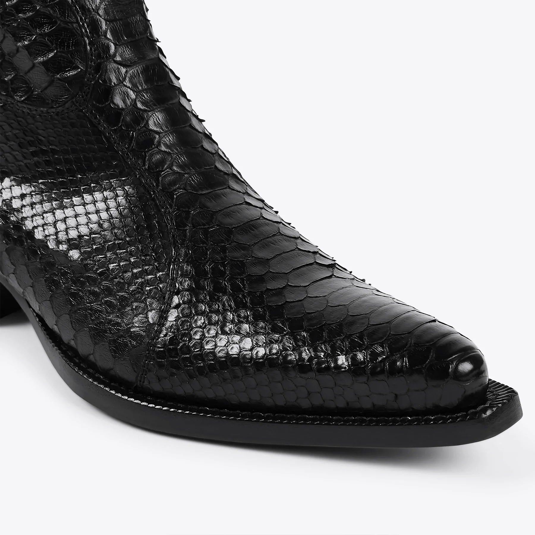 Side Zip Western Boot - Black Real Python