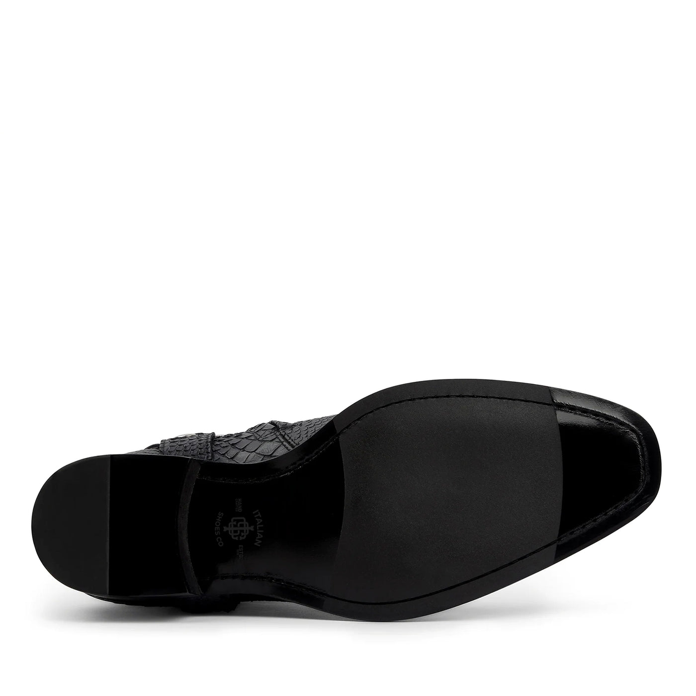 Harness Zip Boot - Black Python-Effect Hand-Dyed Leather