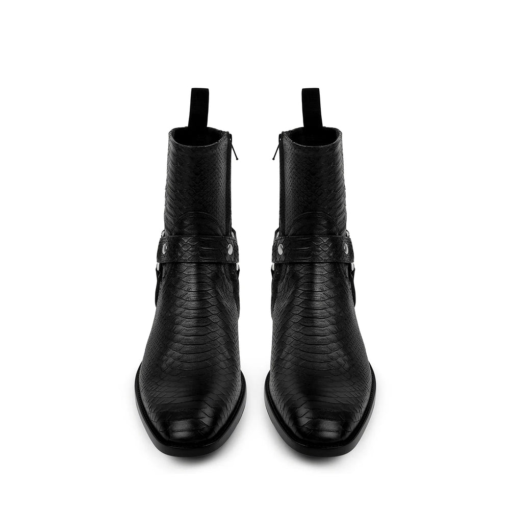 Harness Zip Boot - Python-Effect Hand-Dyed Leather