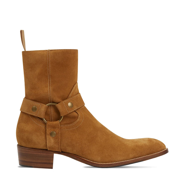 Harness Zip Boot Camel Suede Leather
