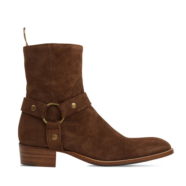 Harness Zip Boot Camel Suede Leather