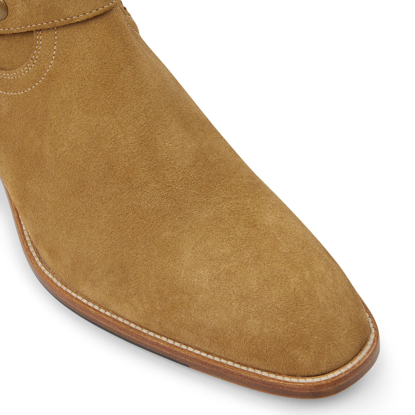 Harness Zip Boot Camel Suede Leather