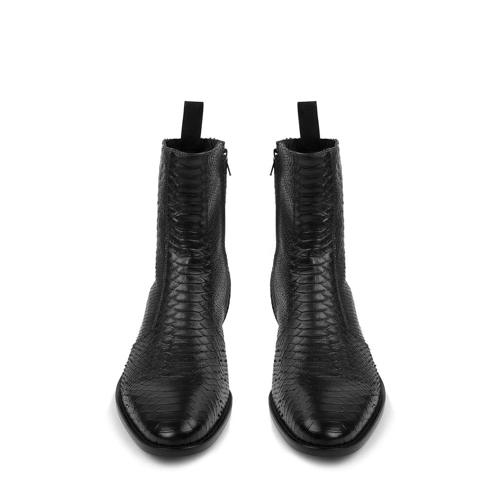 Side Zip Boot - Python-Effect Leather