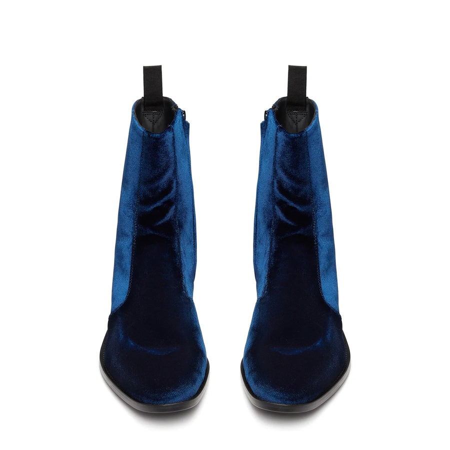 Side Zip Boot - Navy Blue Velvet