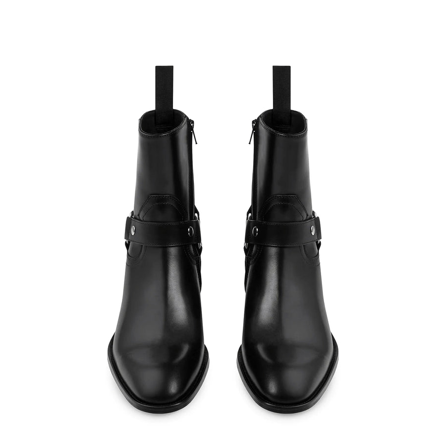 Harness Concealed Zip Boot - Black Leather