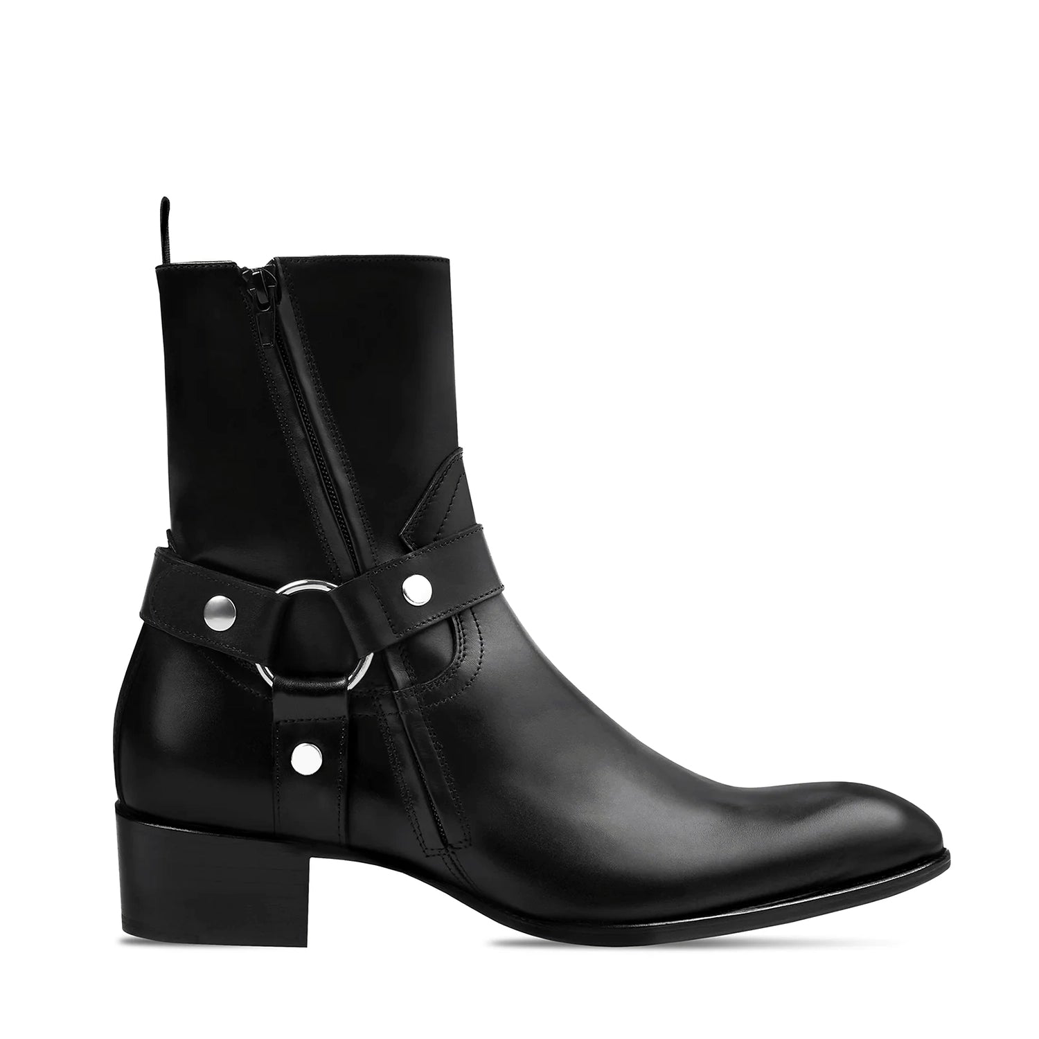 Harness Concealed Zip Boot - Black Leather