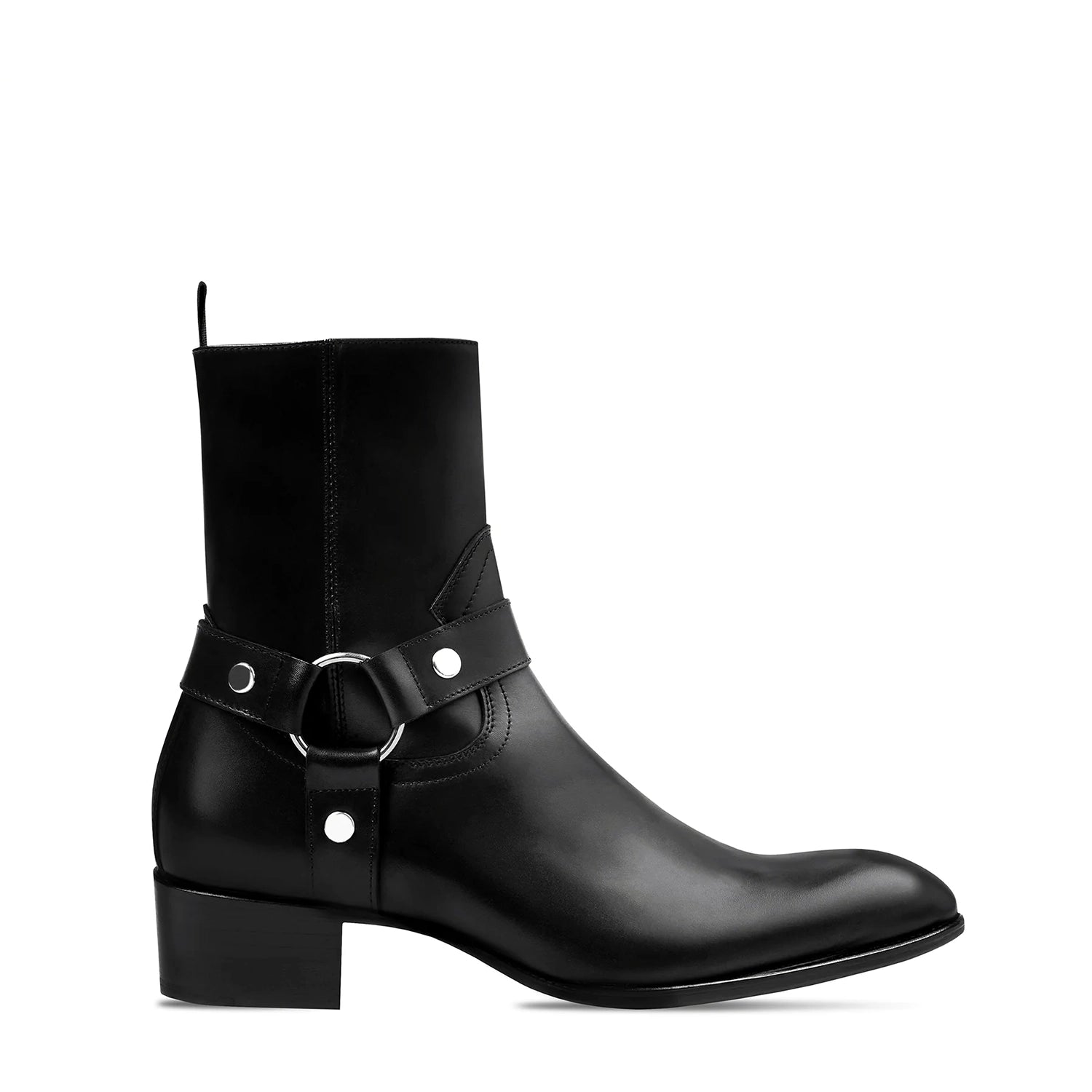 Harness Concealed Zip Boot - Black Leather