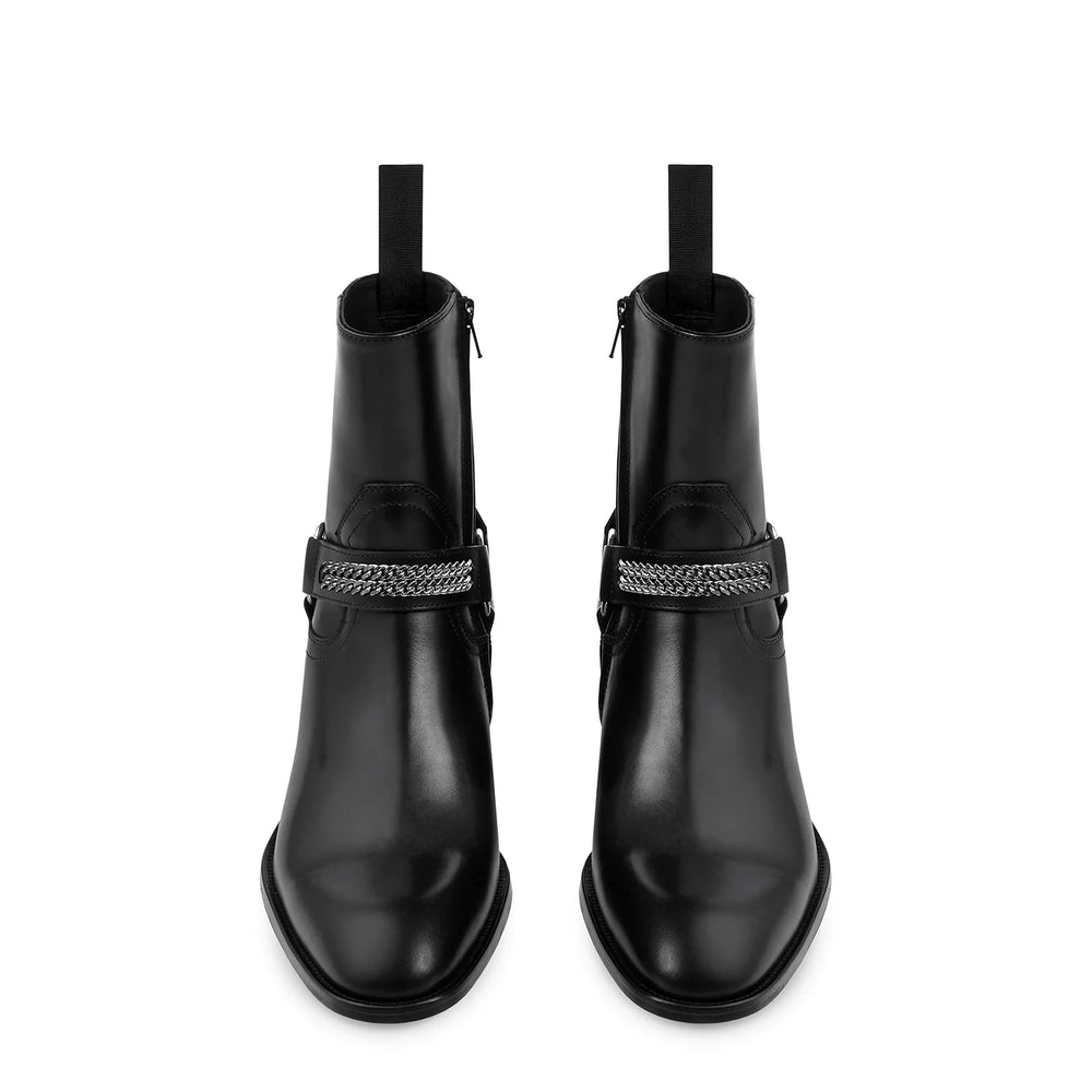 Chain Harness Zip Boot Leather