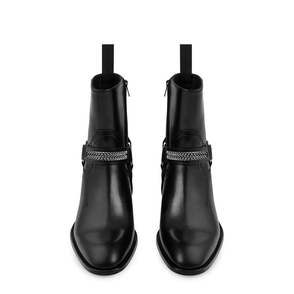 Chain Harness Zip Boot - Leather
