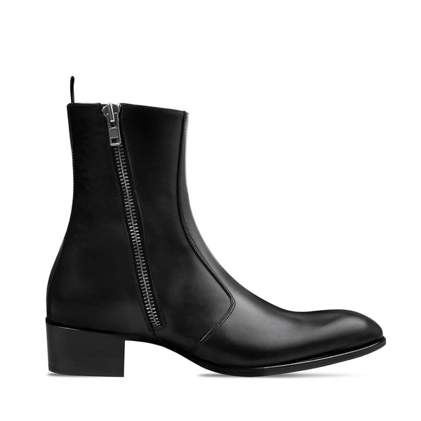Side Zip Boot Natural Leather - Black