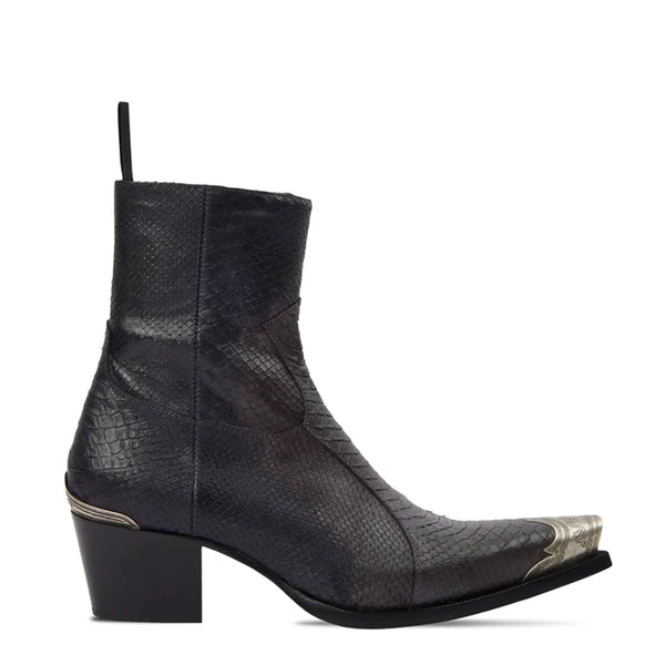 Raven Python Hand Dyed Leather Shoe for Men - Black