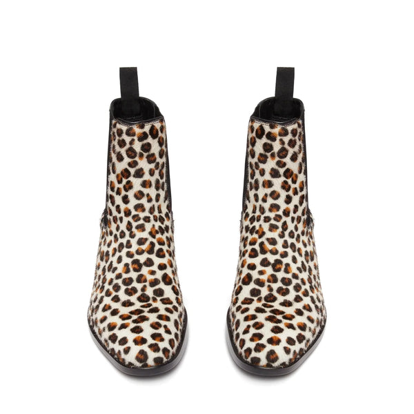 Chelsea Boot Leopard Print Pony Hair Leather - Beige