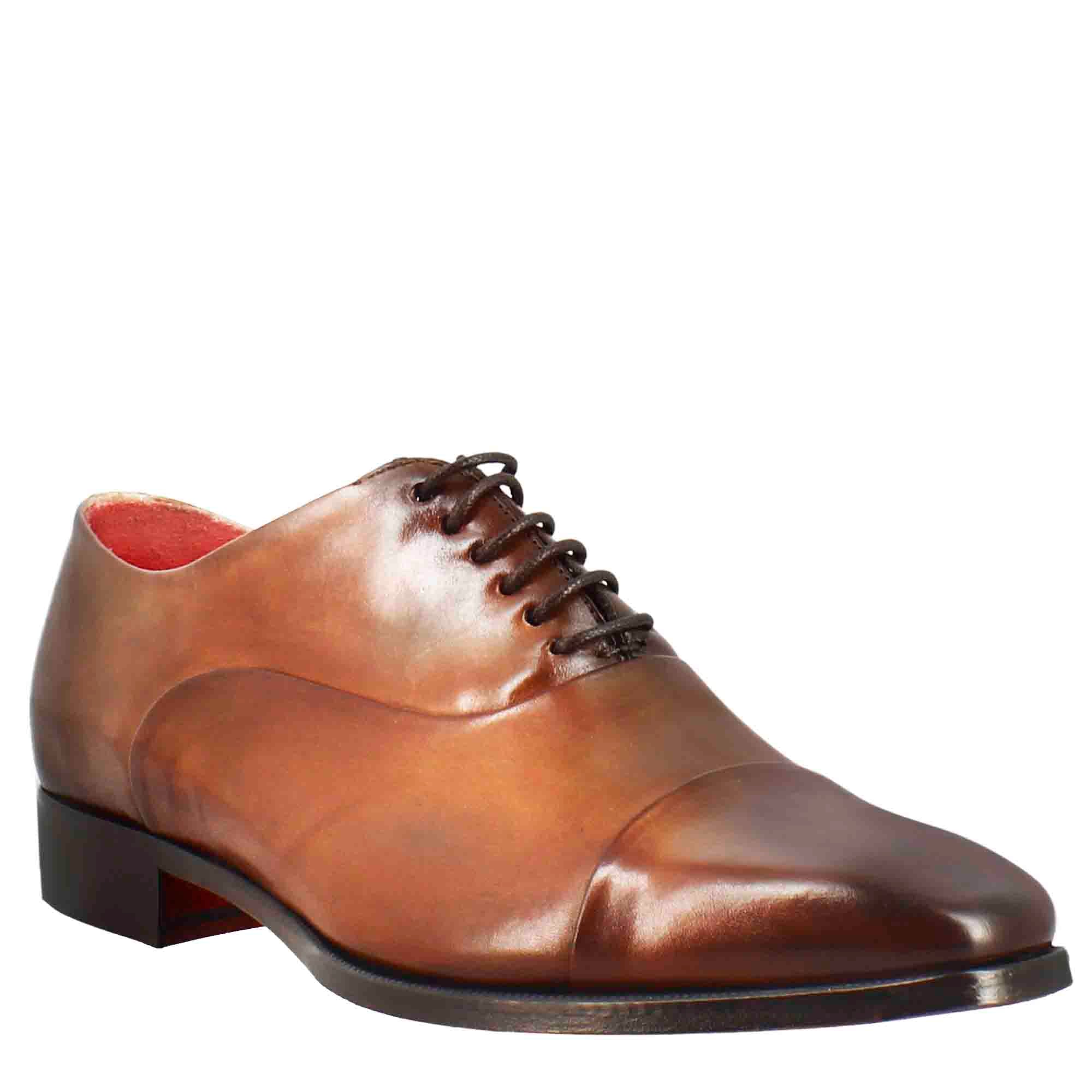 Brandy Oxford Shoes with Toe Cap