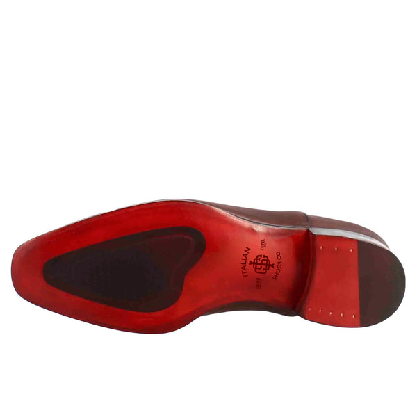 Men Brandy Leather Oxford Shoes with Toe Cap