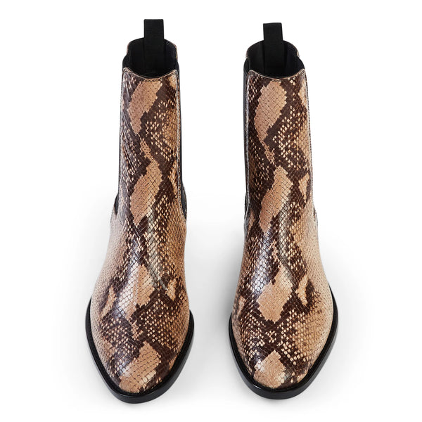 Chelsea Boot Beige Snake Effect Leather