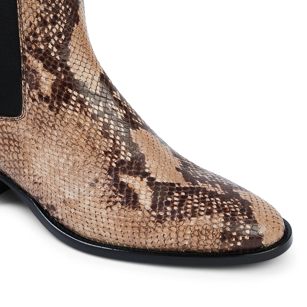 Chelsea Boot Beige Snake Effect Leather