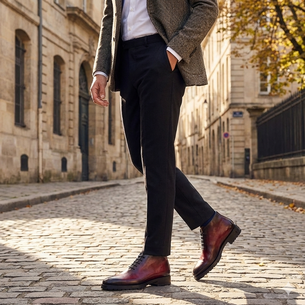 Classic Handmade Stylish Leather Ankle Boot Burgundy