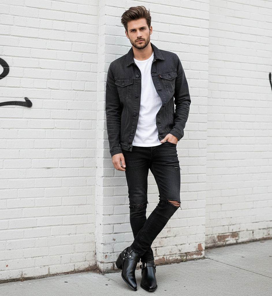 Leather High-Heel Chelsea With Chain Boots