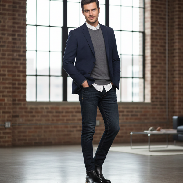 Coal Leather Gold Studded Chelsea Boots