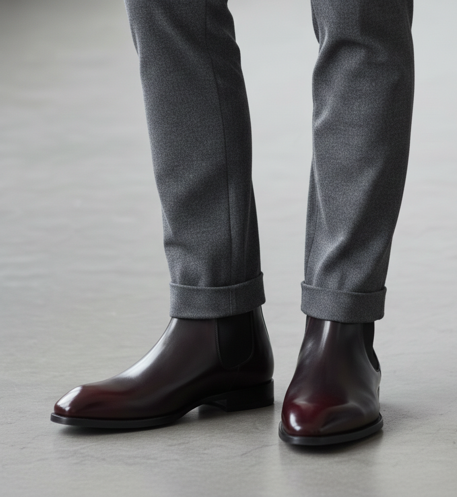 Italian Bordeaux Luxe Chelsea Boots