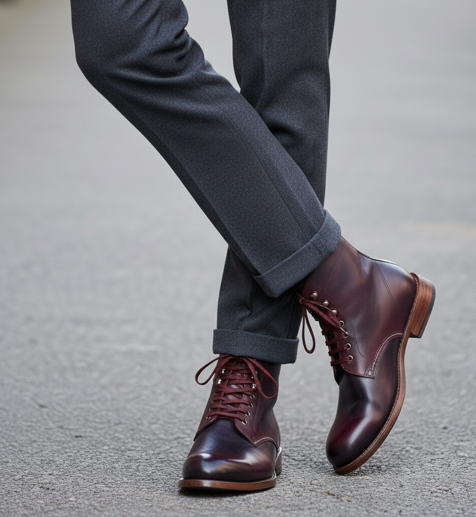 Premium Leather Lace Up Ankle Boots For Men