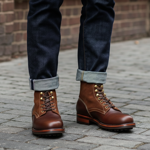 Premium Leather Lace Up Combat Ankle Boots