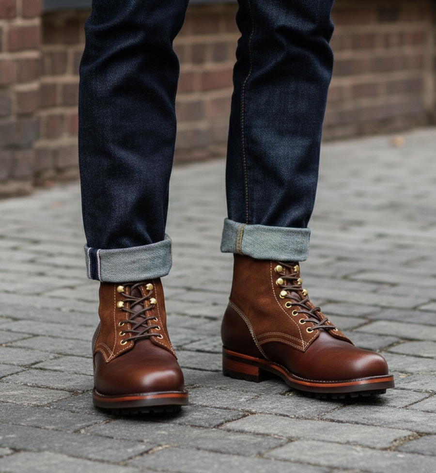 Premium Leather Lace Up Combat Ankle Boots