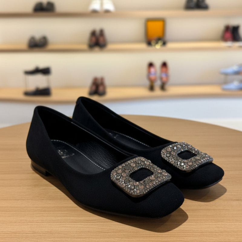 Luxe Crystal Sparkling Buckle Ballet Flats