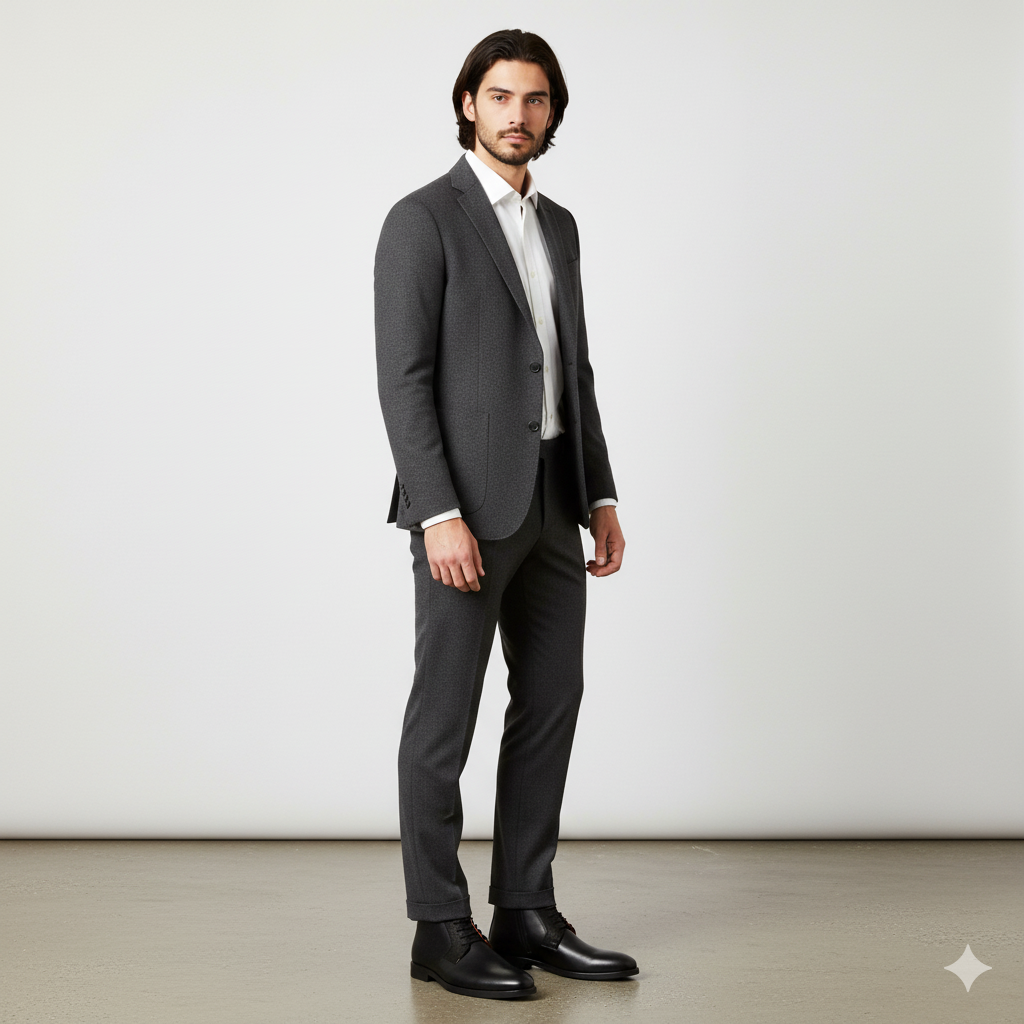 Black Leather Derby Lace-Up Men Boot