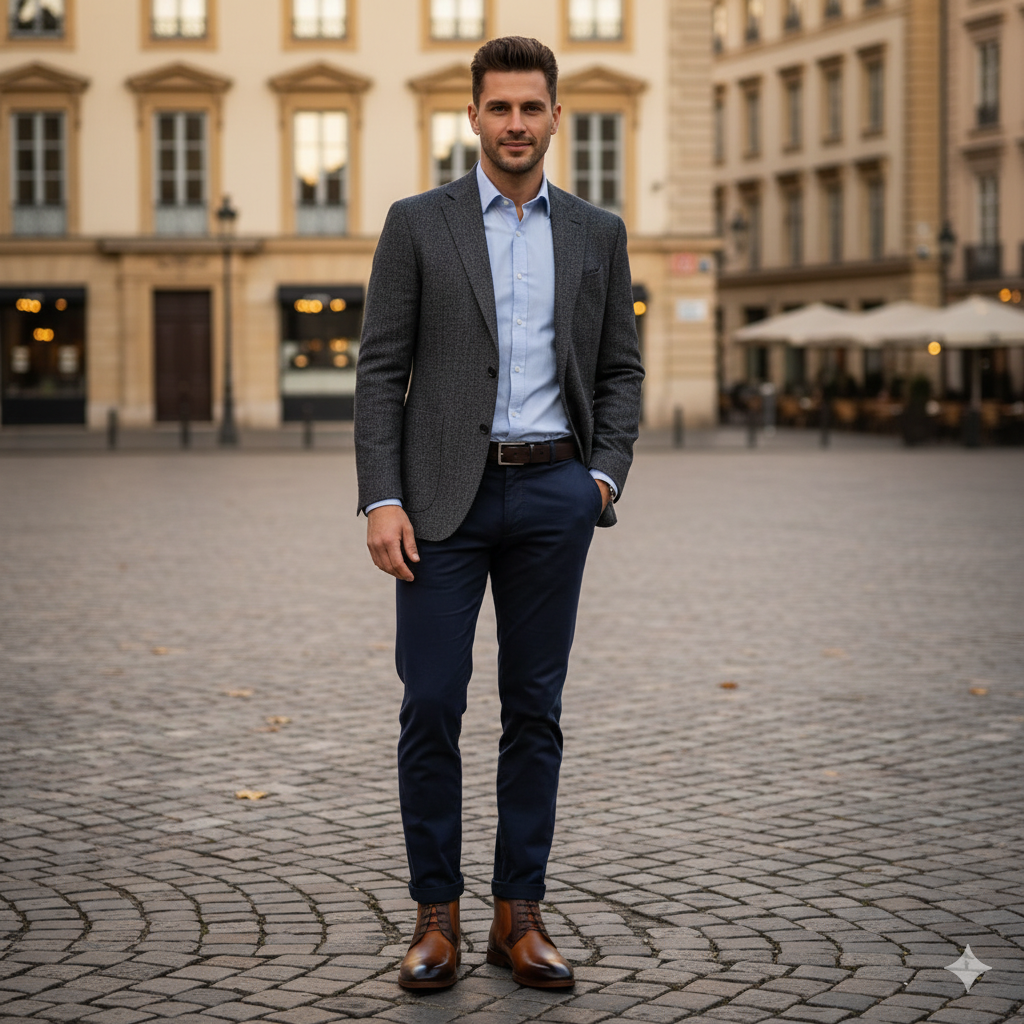 Brown Leather Derby Lace-Up Men Boot