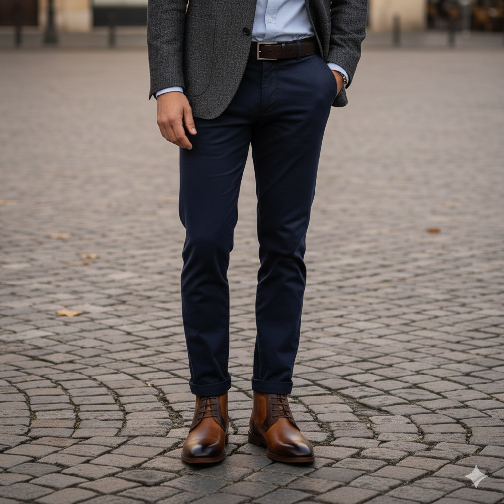 Brown Leather Derby Lace-Up Men Boot