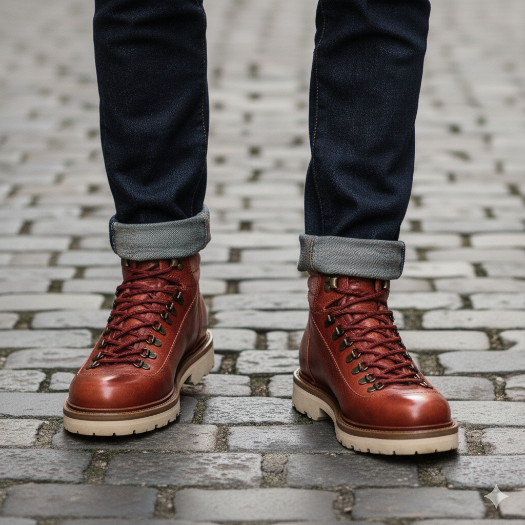 Wine Padded Ankle Lace-Up boots