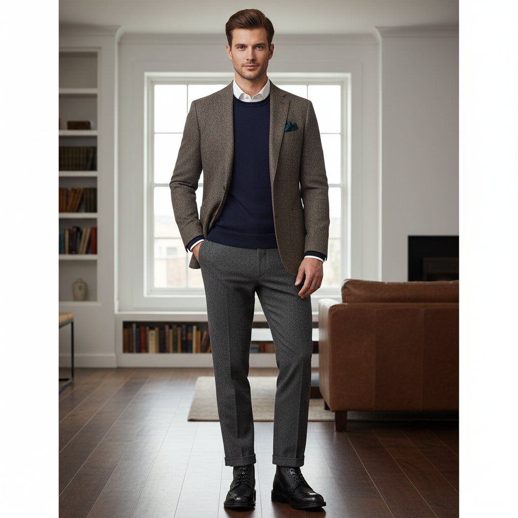 Leather Lace-Up Wingtip High Ankle Black Boot