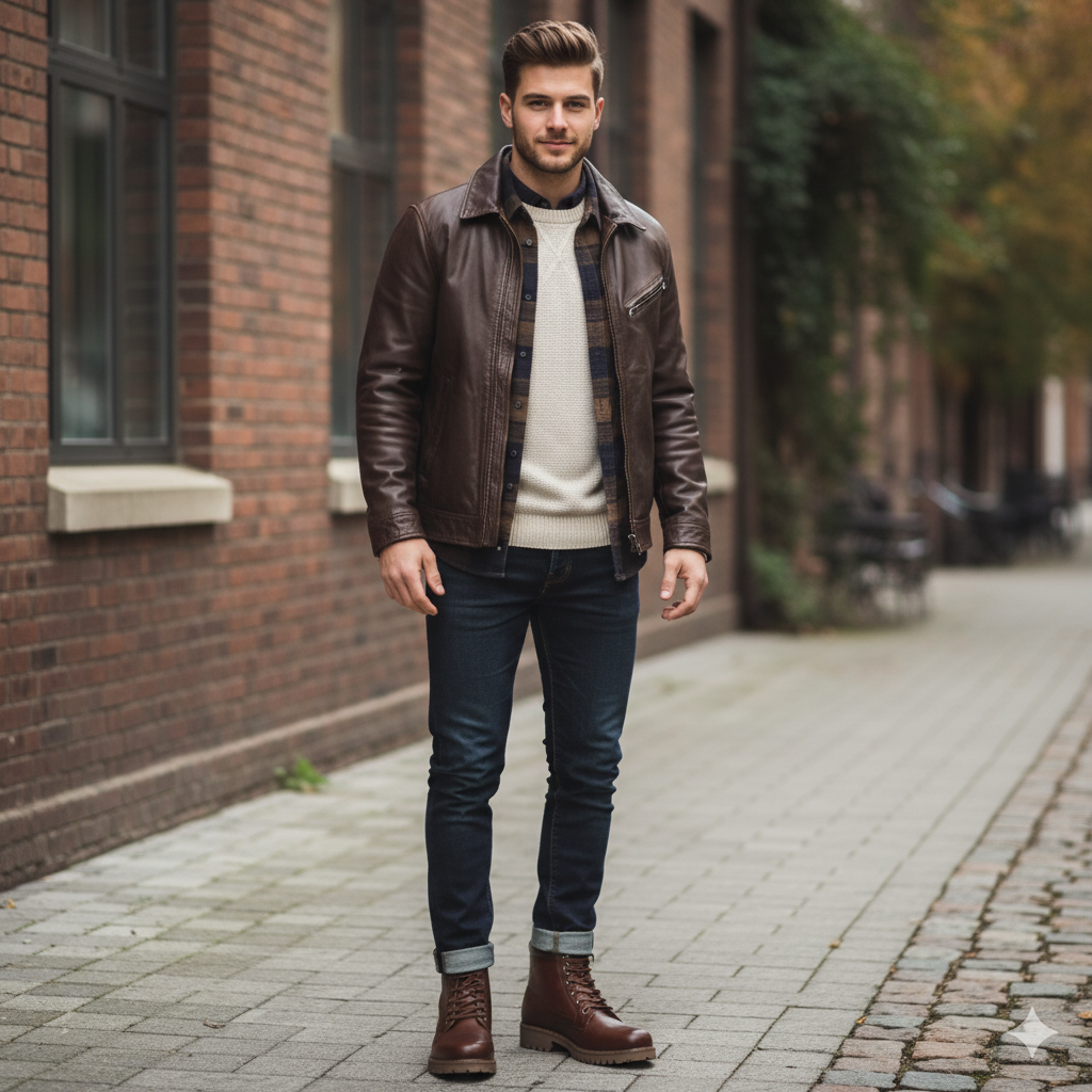 Classic Leather Lace-Up Ankle Boot Brown