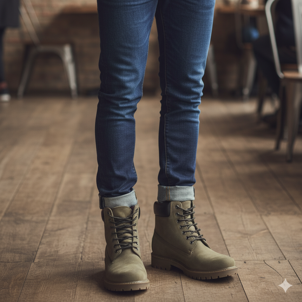 Urban Leather Lace-Up High Ankle Boot Green