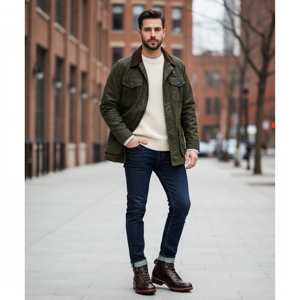 Leather Lace-Up Mid Top Ankle Brown Boot For Men