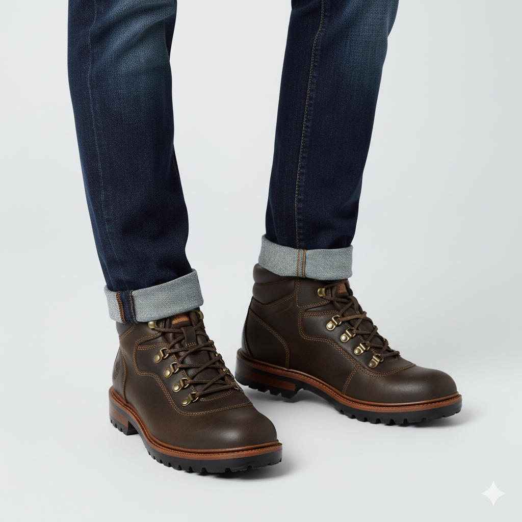 Leather Lace-Up Mid Top Ankle Boots For Men