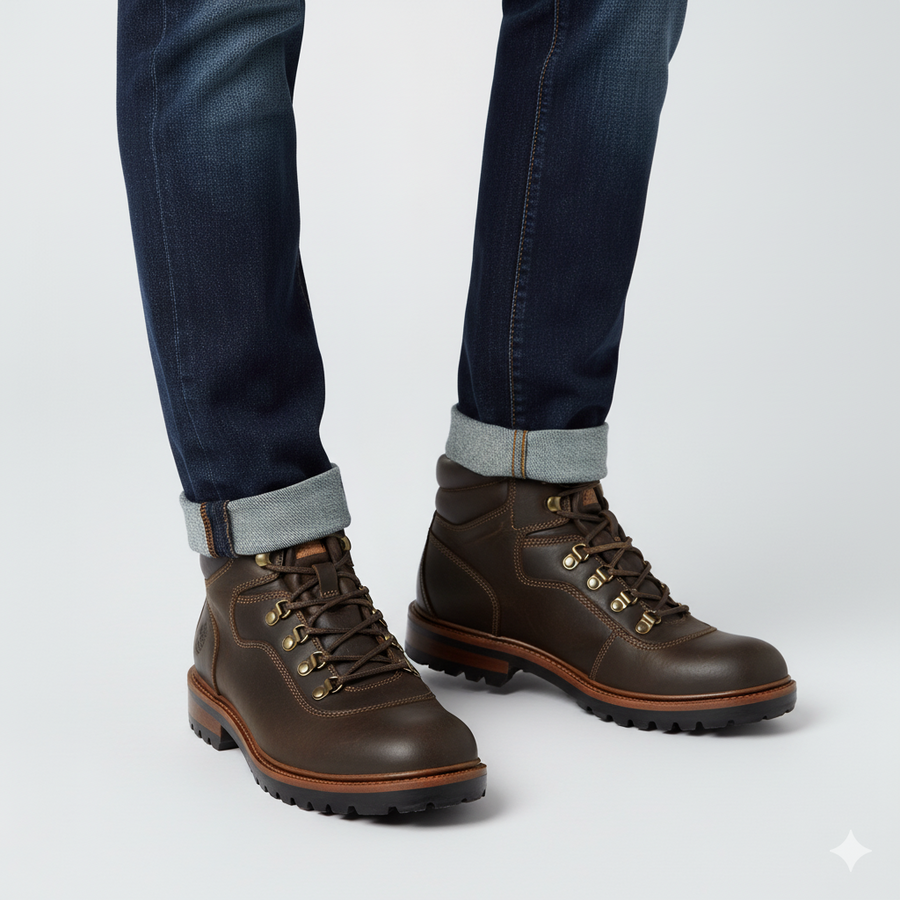 Leather Lace Up Mid Top Ankle Boots For Men
