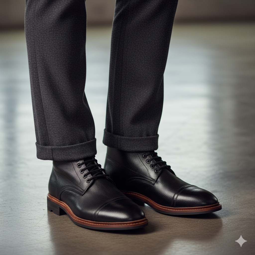 Leather Combat Lace-Up High Ankle Boots