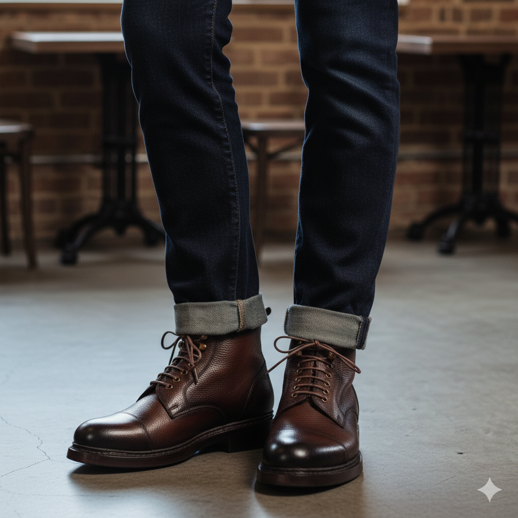 Men Custom Handmade Lace-Up Leather Ankle Boots