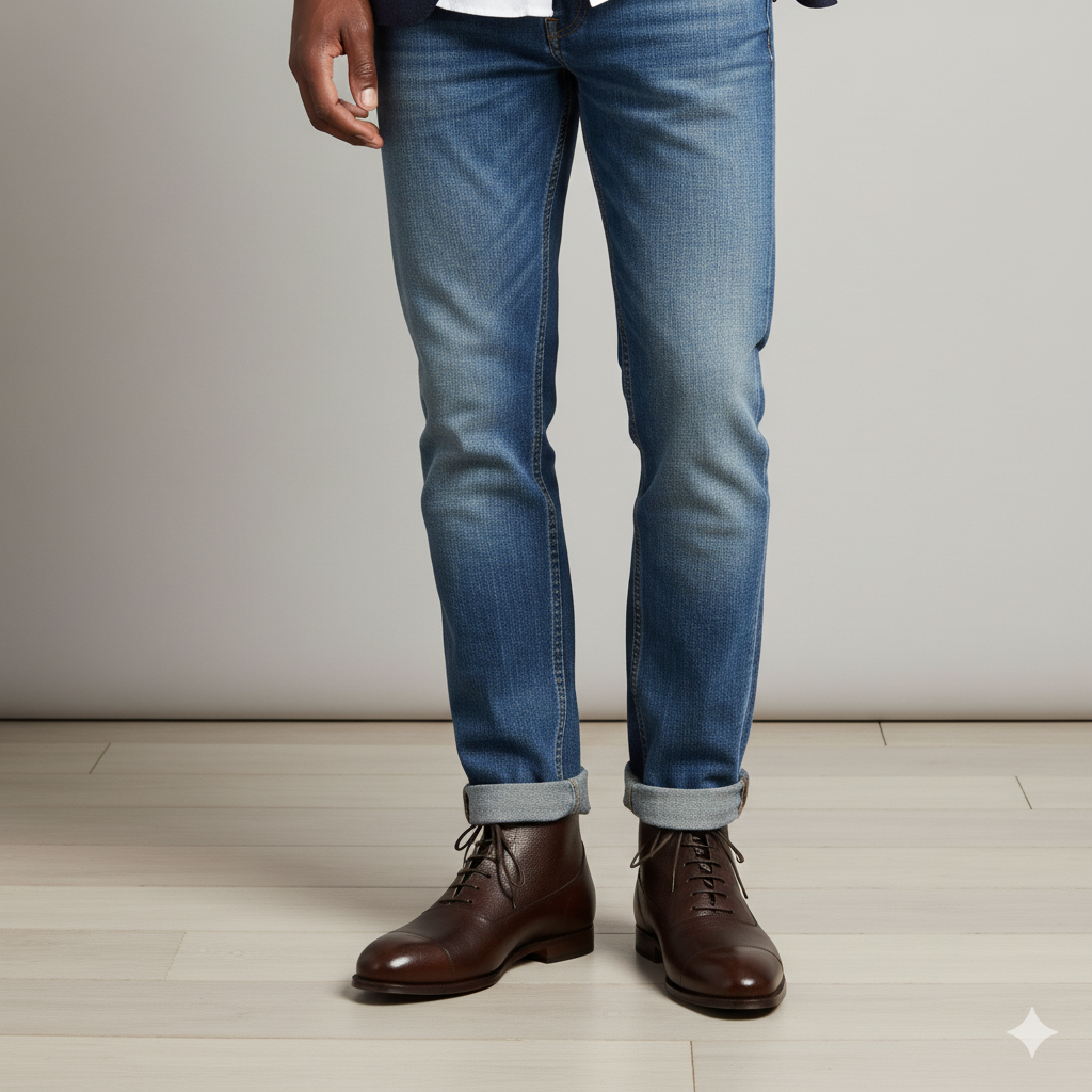 Coffee Captoe Lace-up High Ankle Boots