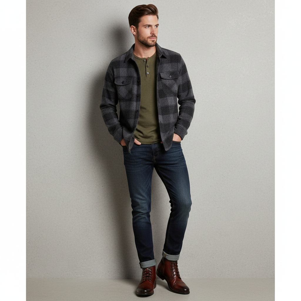 Men Solid High Buckle Leather Ankle Brown Boot