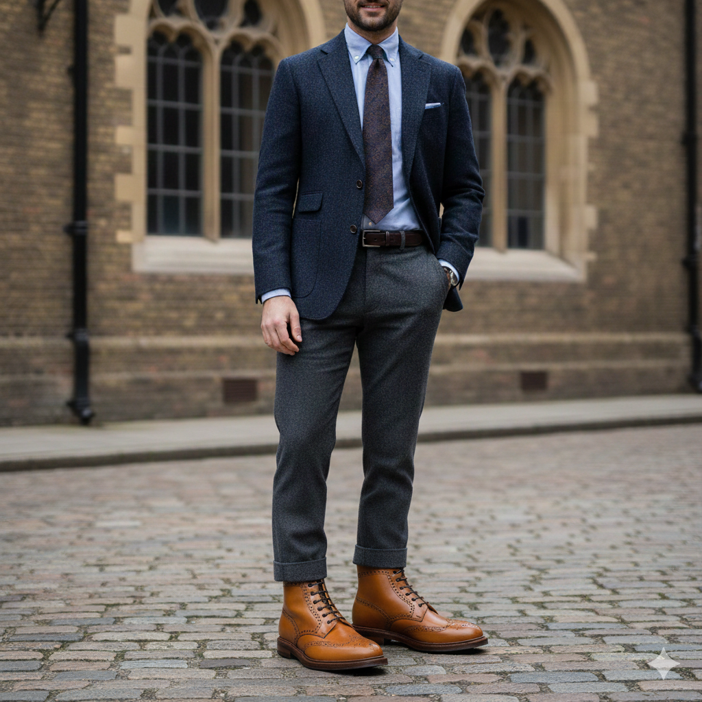 Leather Lace-Up High Ankle Boots