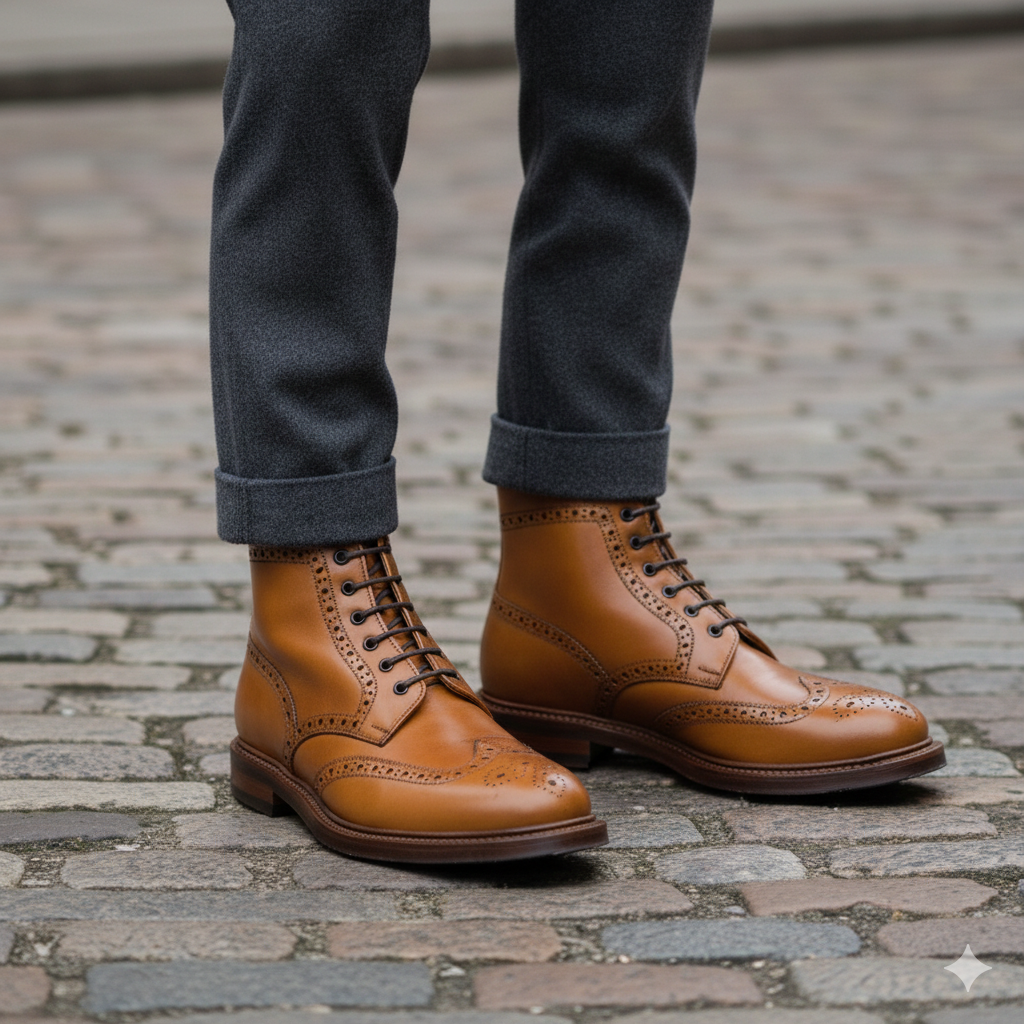 Leather Lace-Up High Ankle Boots