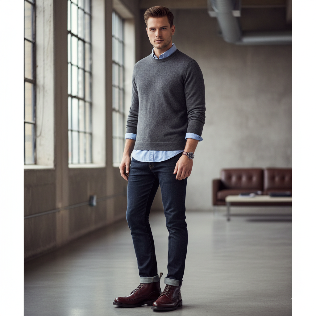 Leather Lace-Up Wingtip High Ankle Burgundy Boot