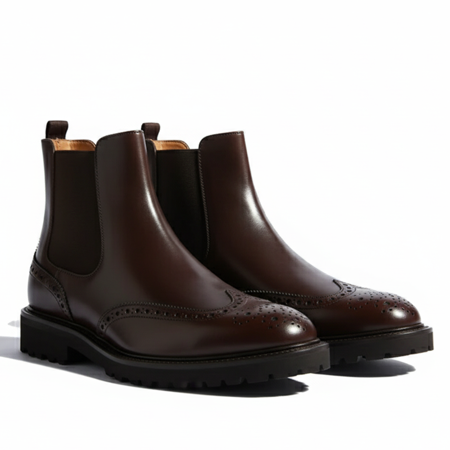 Wingtip High Ankle Boots