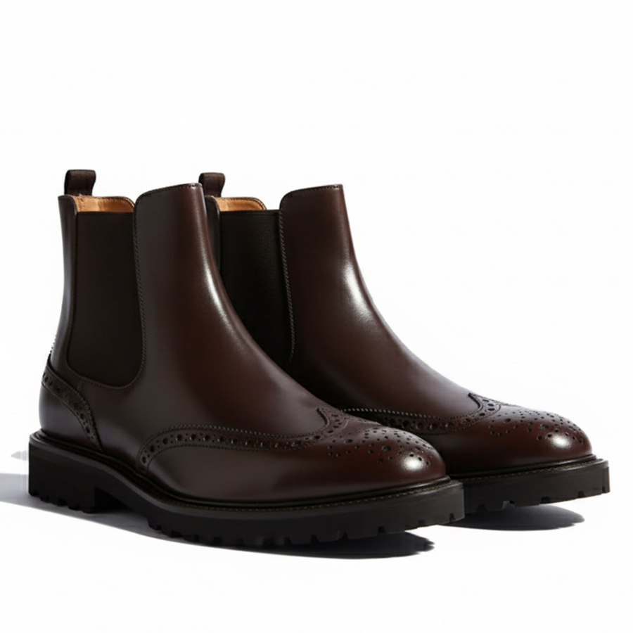 Wingtip High Ankle Boots