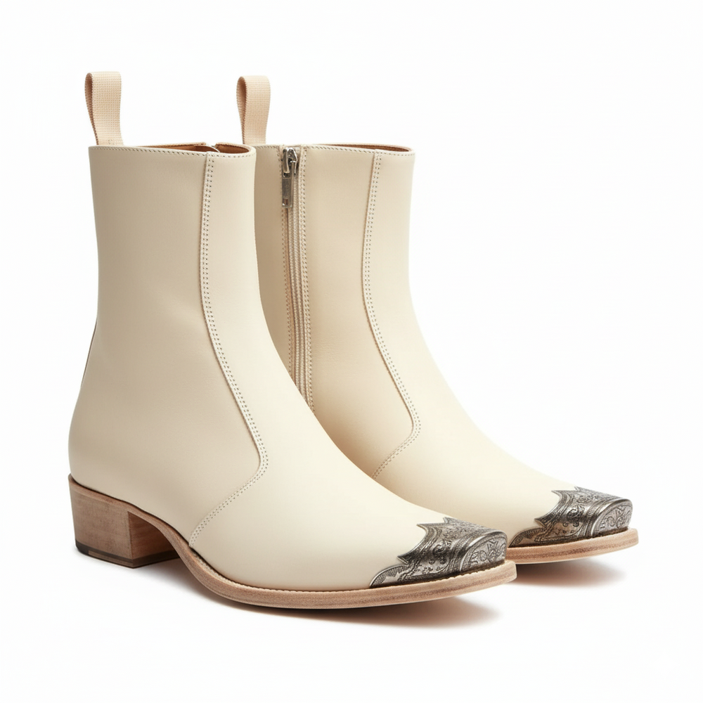 Side Zip Boot with Silver Toe