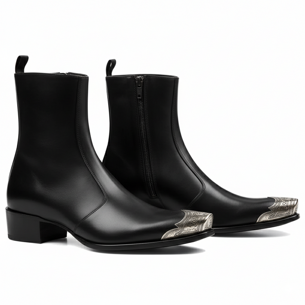 Side Zip Boot with Silver Toe