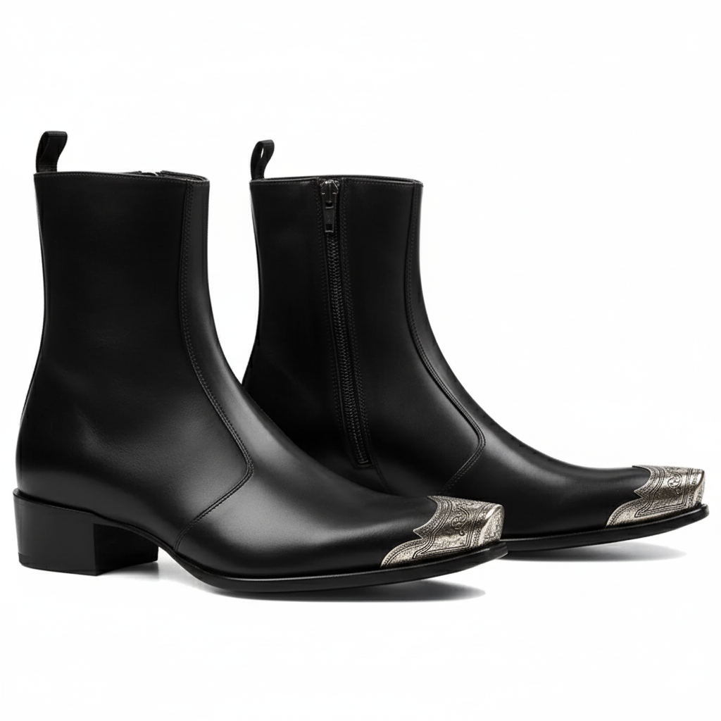 Side Zip Boot with Silver Toe